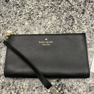 Kate Spade Black Clutch with Gold Accents
